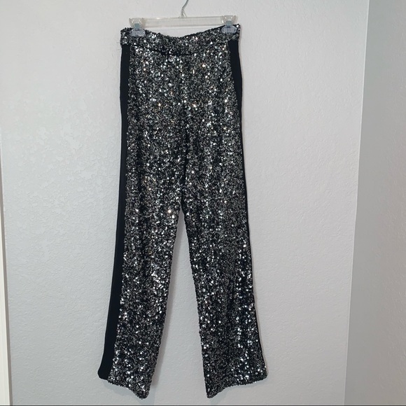 NEW $169 Zara Silver Black Sequin Dress Pants Limited Edition 2674/100 XS Small - Picture 4 of 16